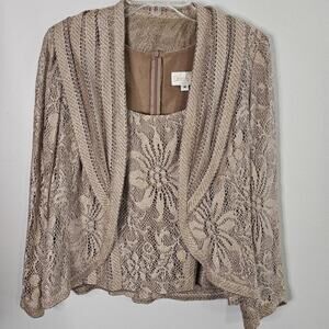 Damianou 2 Pc Gold Sleeveless Tank & Jacket Womens M Elegant Design LN